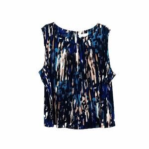 Calvin Klein Plus Womens Top 2X Sleeveless Stretch Colorful Drape Blouse